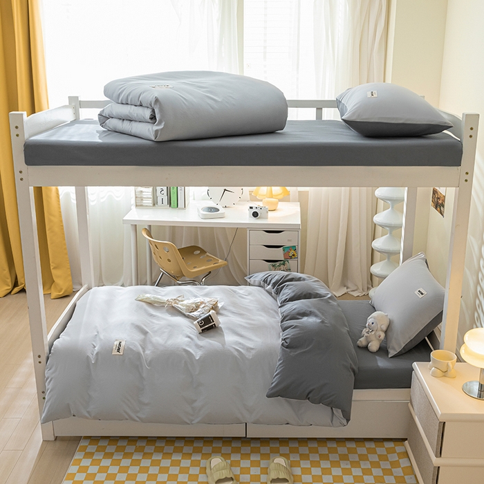 91家纺网 家纺一手货源 找家纺 佳汐蓝家纺 2025新款A类全棉水洗棉学生三件套 贴标-山灰+中灰