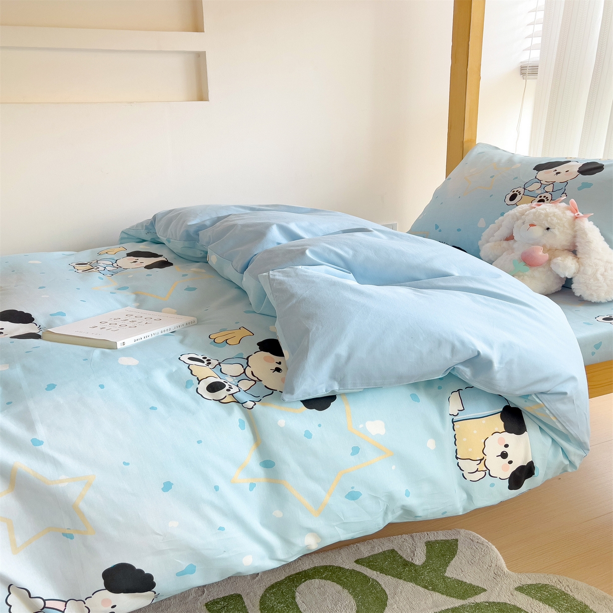 91家纺网 家纺一手货源 找家纺 名兮2025新款全棉纯棉13372学生床多件套 斑点狗