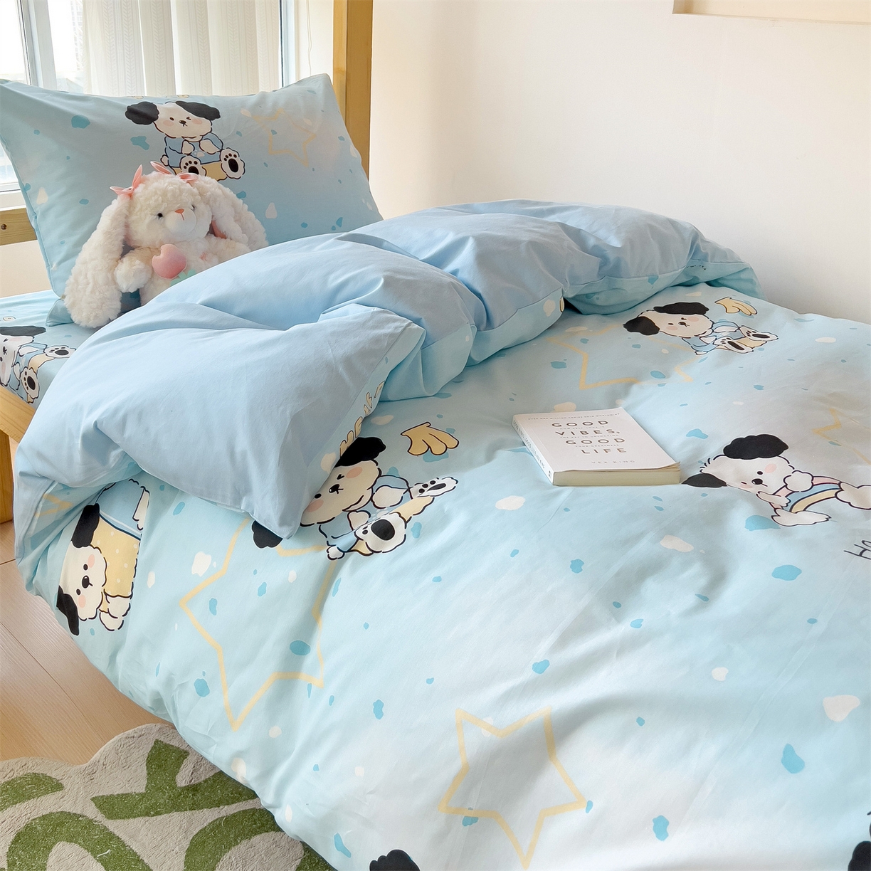 91家纺网 家纺一手货源 找家纺 名兮2025新款全棉纯棉13372学生床多件套 斑点狗