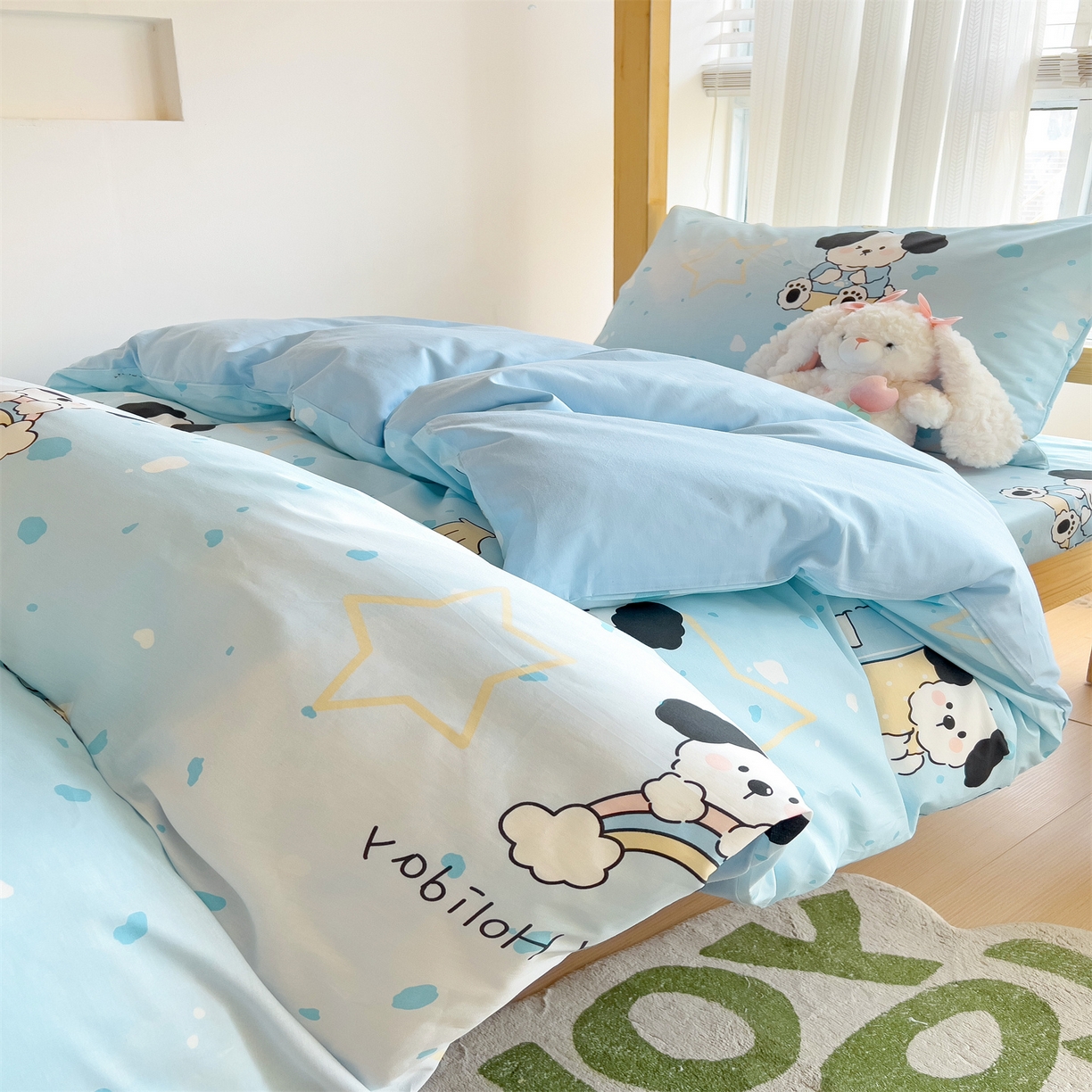 91家纺网 家纺一手货源 找家纺 名兮2025新款全棉纯棉13372学生床多件套 斑点狗