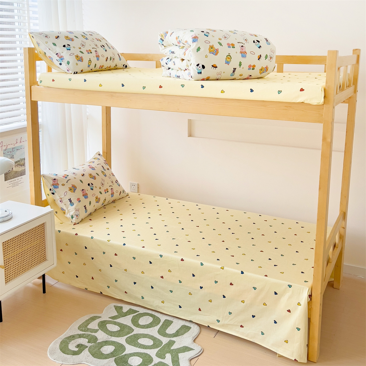 91家纺网 家纺一手货源 找家纺 名兮2025新款全棉纯棉13372学生床多件套 动物派对