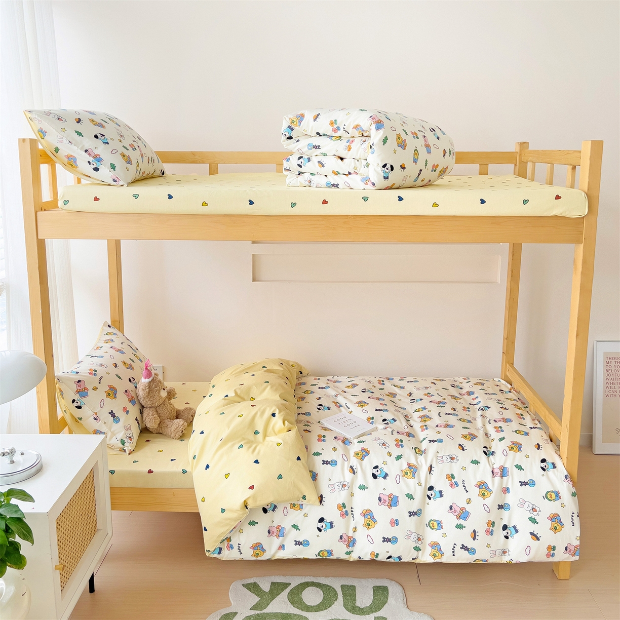 91家纺网 家纺一手货源 找家纺 名兮2025新款全棉纯棉13372学生床多件套 动物派对