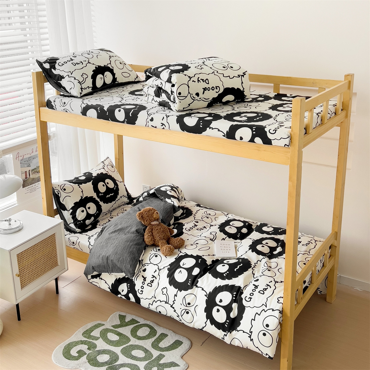 名兮2025新款全棉纯棉13372学生床多件套 黑煤球