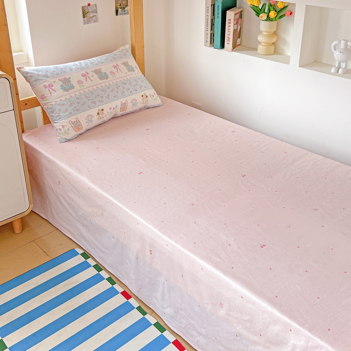 91家纺网 家纺一手货源 找家纺 名兮2025新款全棉纯棉13372学生床多件套 花篮熊