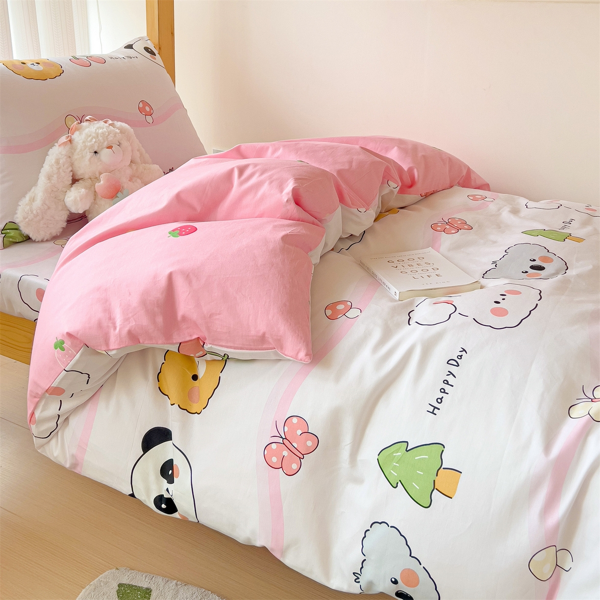 91家纺网 家纺一手货源 找家纺 名兮2025新款全棉纯棉13372学生床多件套 欢乐多多