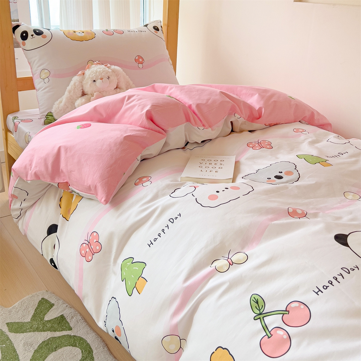 91家纺网 家纺一手货源 找家纺 名兮2025新款全棉纯棉13372学生床多件套 欢乐多多