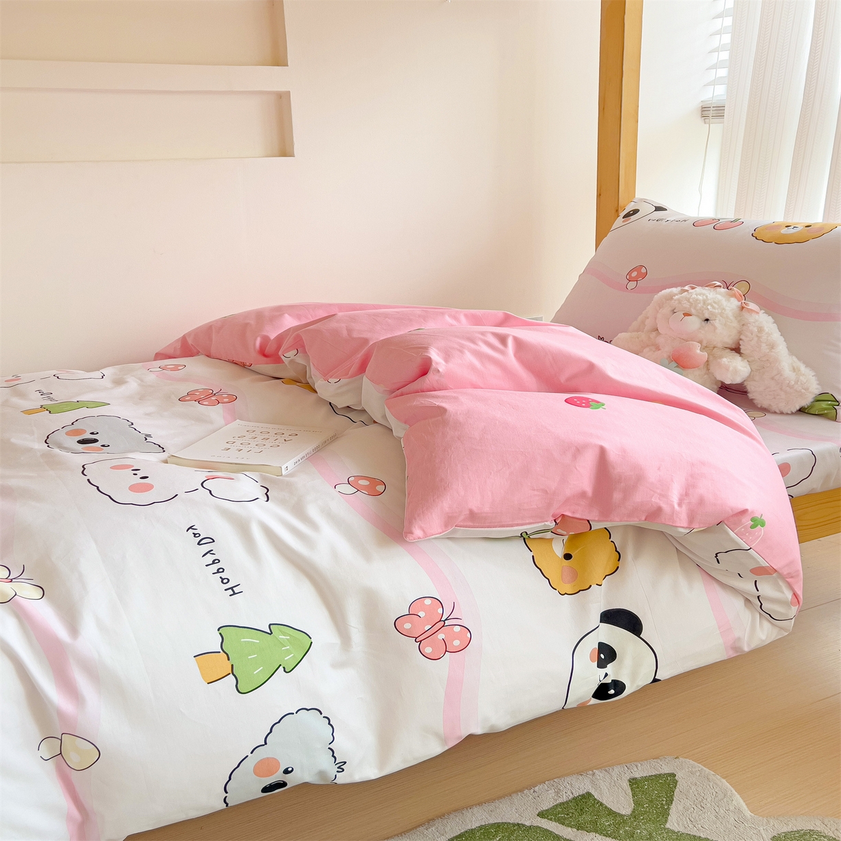 91家纺网 家纺一手货源 找家纺 名兮2025新款全棉纯棉13372学生床多件套 欢乐多多