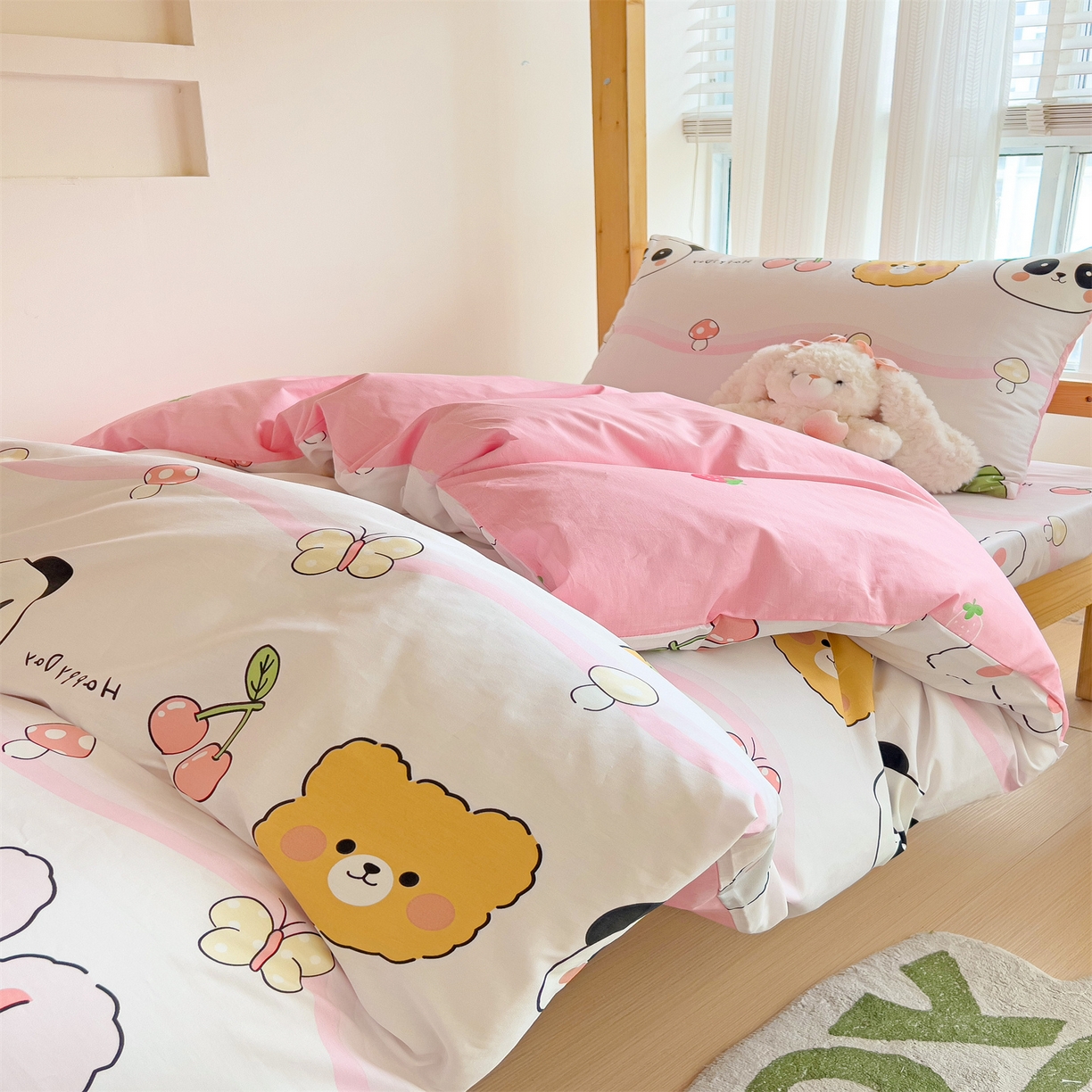 91家纺网 家纺一手货源 找家纺 名兮2025新款全棉纯棉13372学生床多件套 欢乐多多