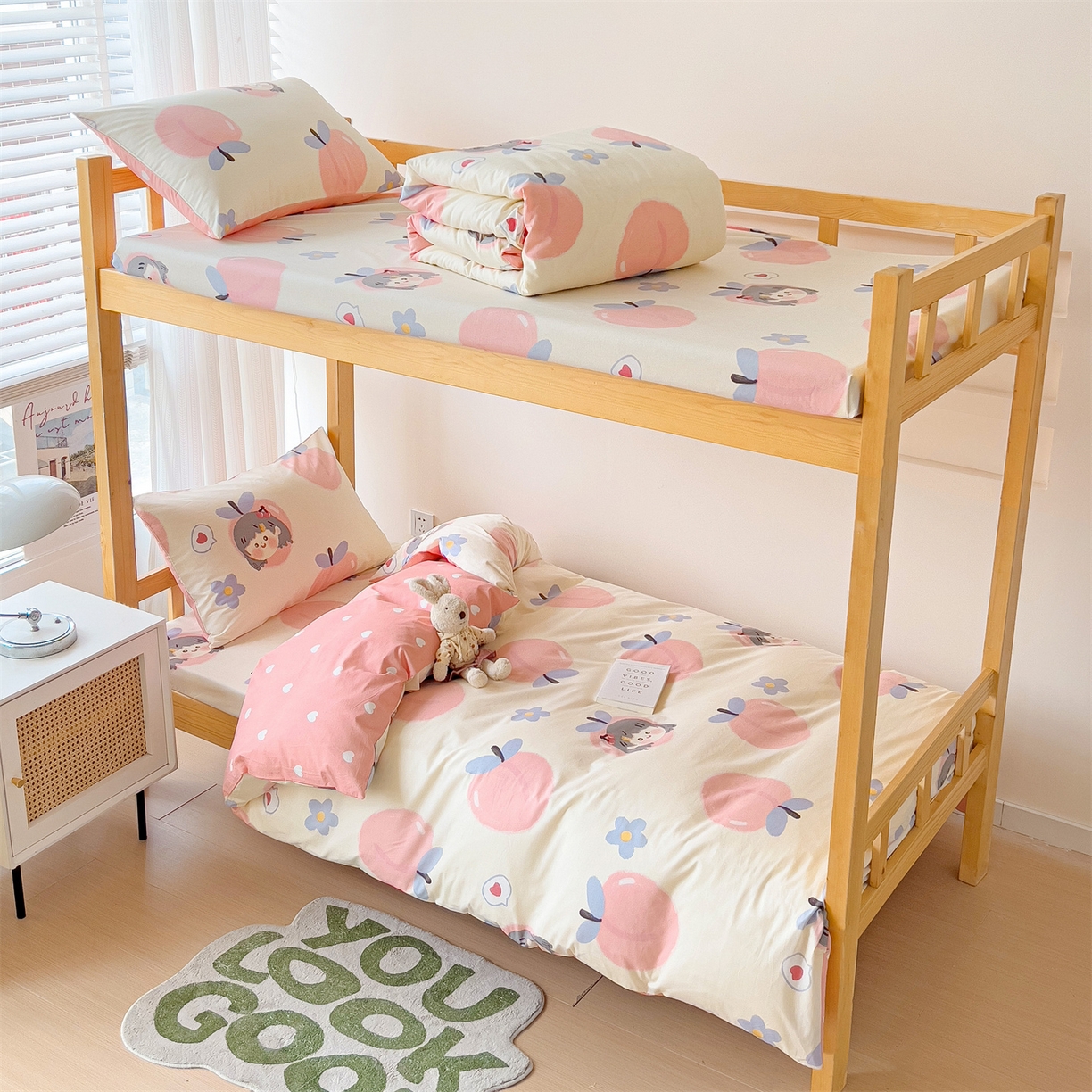 名兮2025新款全棉纯棉13372学生床多件套 蜜桃女孩