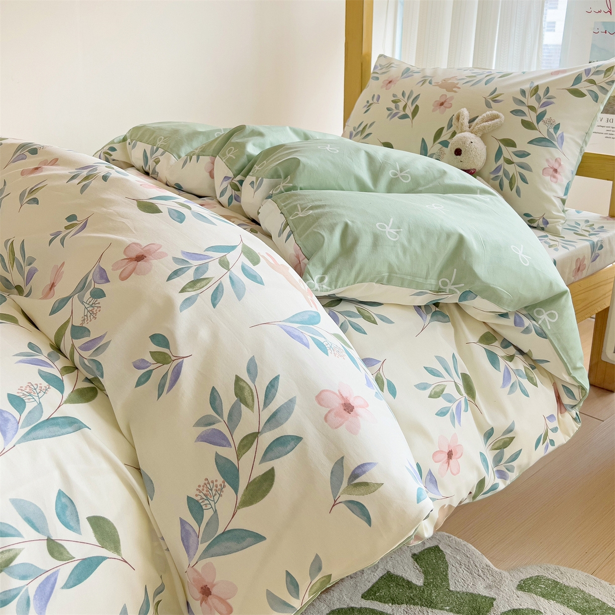 91家纺网 家纺一手货源 找家纺 名兮2025新款全棉纯棉13372学生床多件套 轻纱漫舞