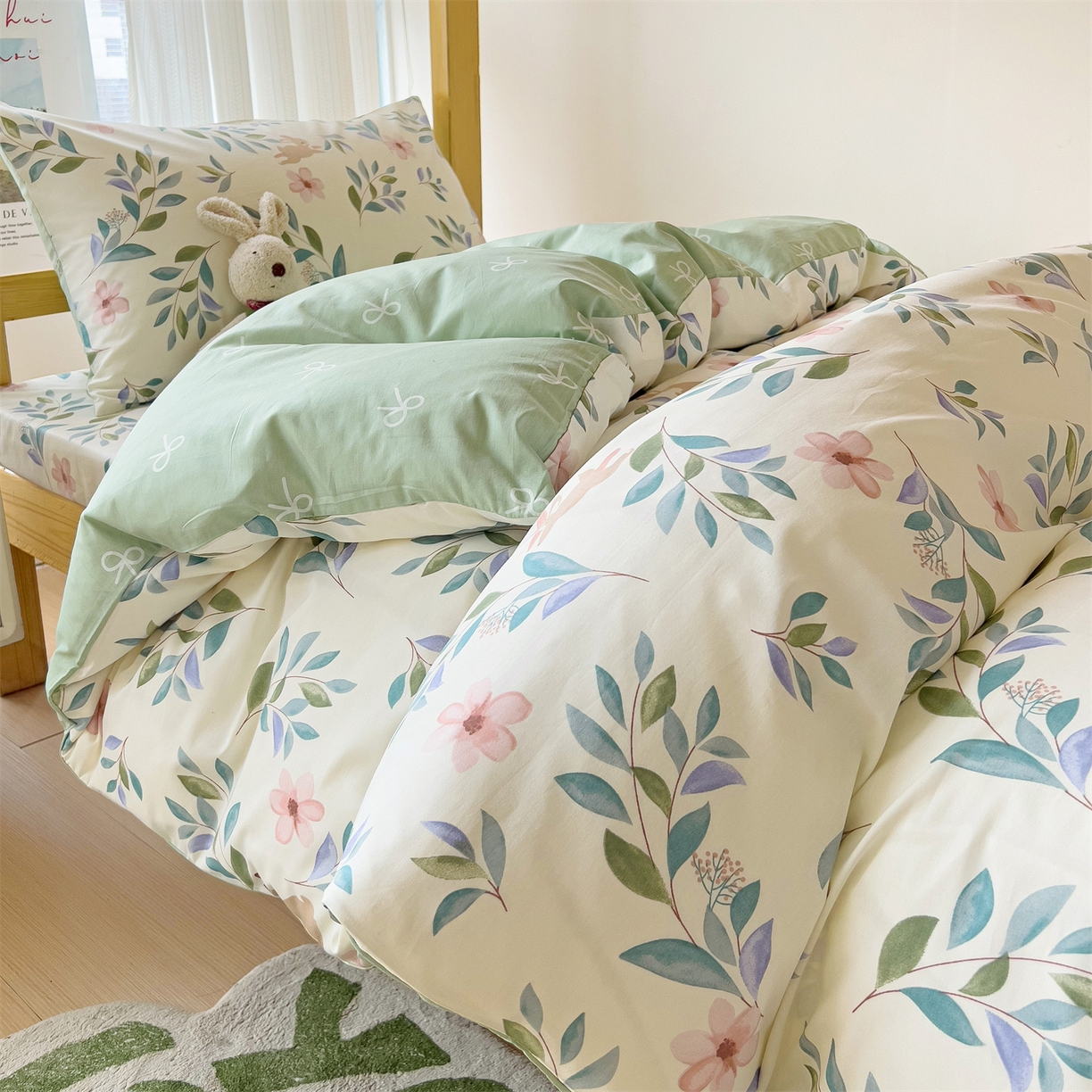 91家纺网 家纺一手货源 找家纺 名兮2025新款全棉纯棉13372学生床多件套 轻纱漫舞