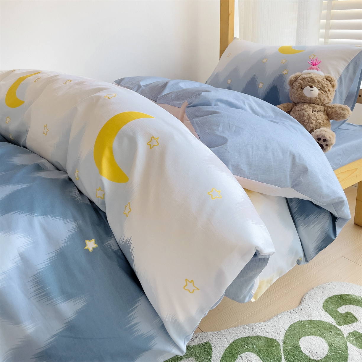 91家纺网 家纺一手货源 找家纺 名兮2025新款全棉纯棉13372学生床多件套 星辰入梦