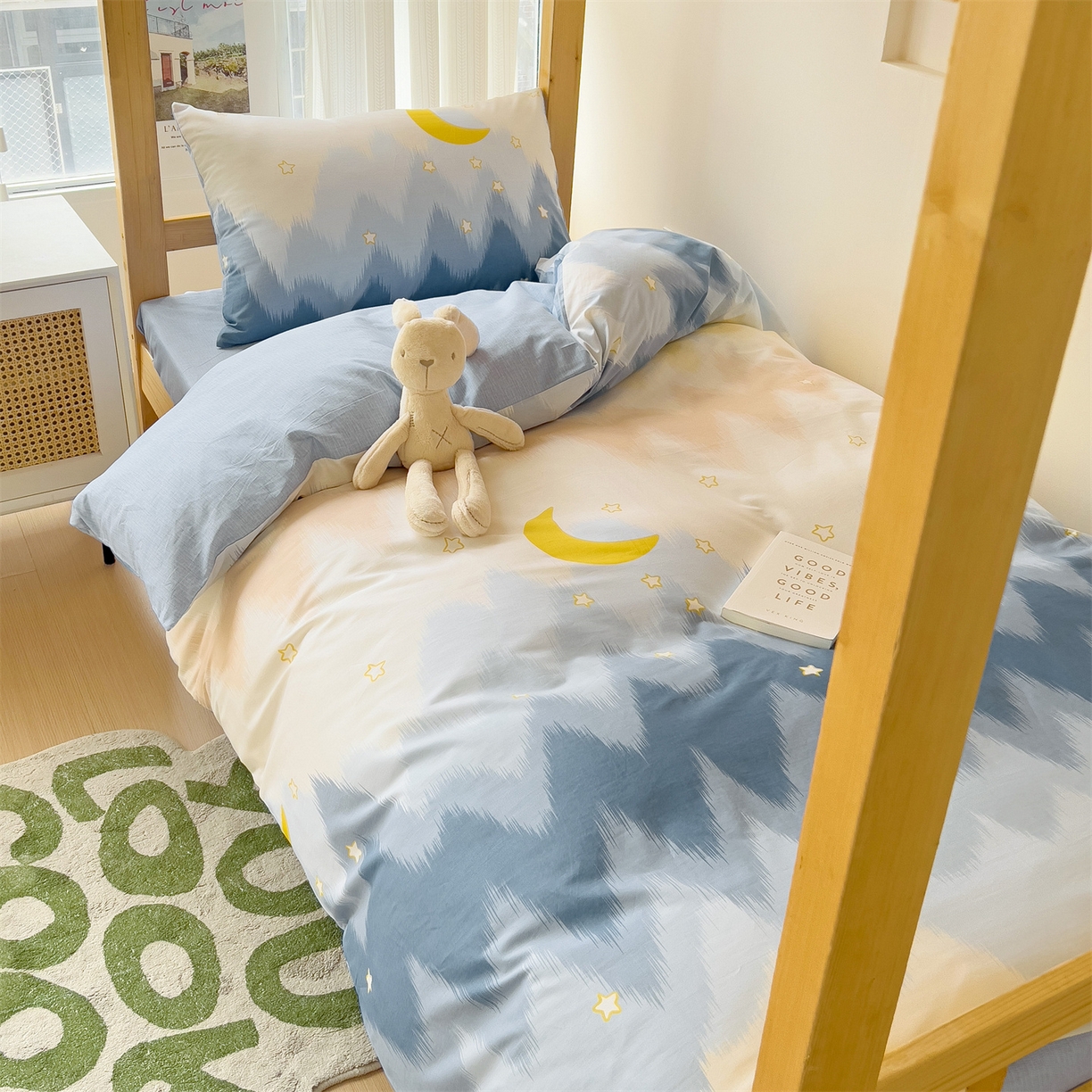 91家纺网 家纺一手货源 找家纺 名兮2025新款全棉纯棉13372学生床多件套 星辰入梦