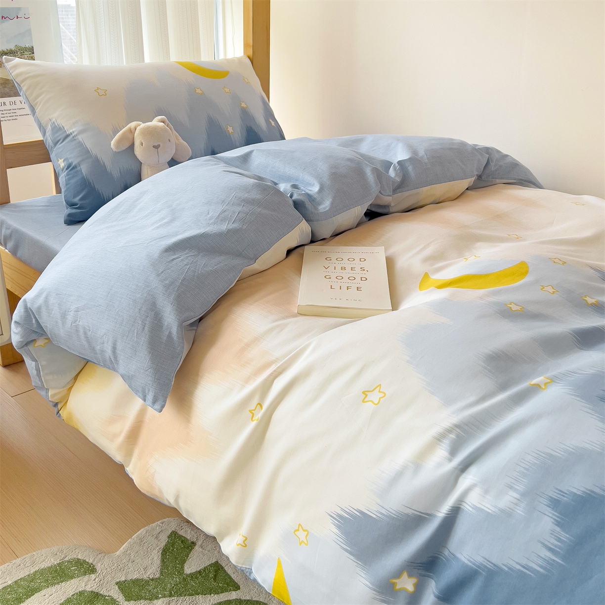 91家纺网 家纺一手货源 找家纺 名兮2025新款全棉纯棉13372学生床多件套 星辰入梦