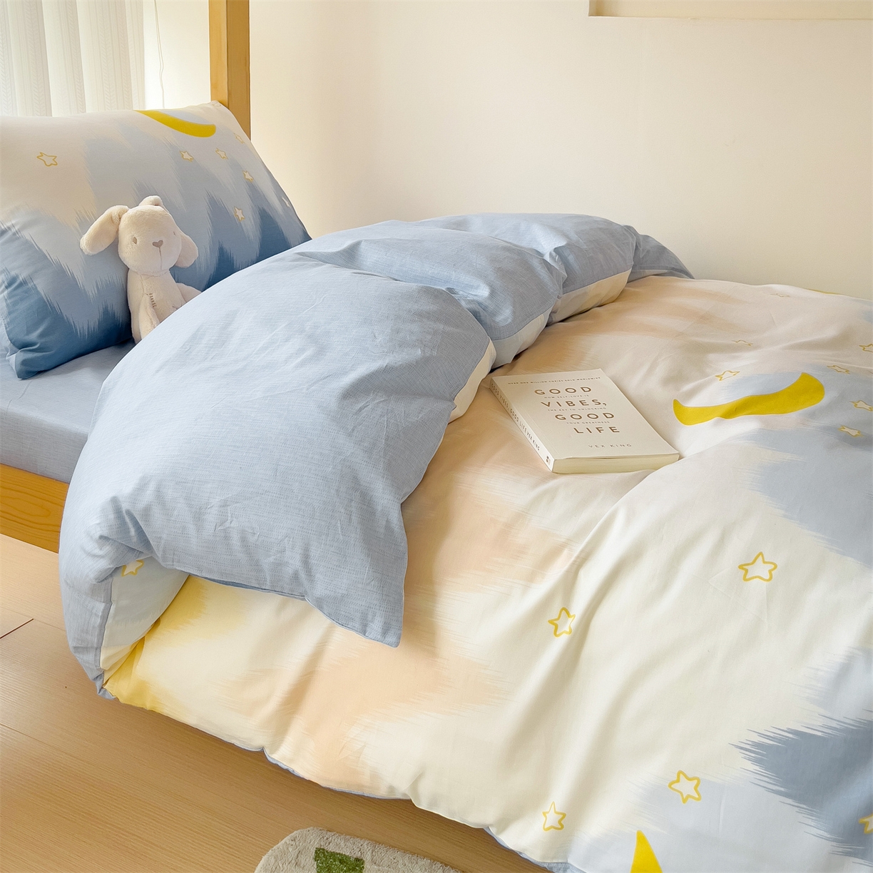 91家纺网 家纺一手货源 找家纺 名兮2025新款全棉纯棉13372学生床多件套 星辰入梦