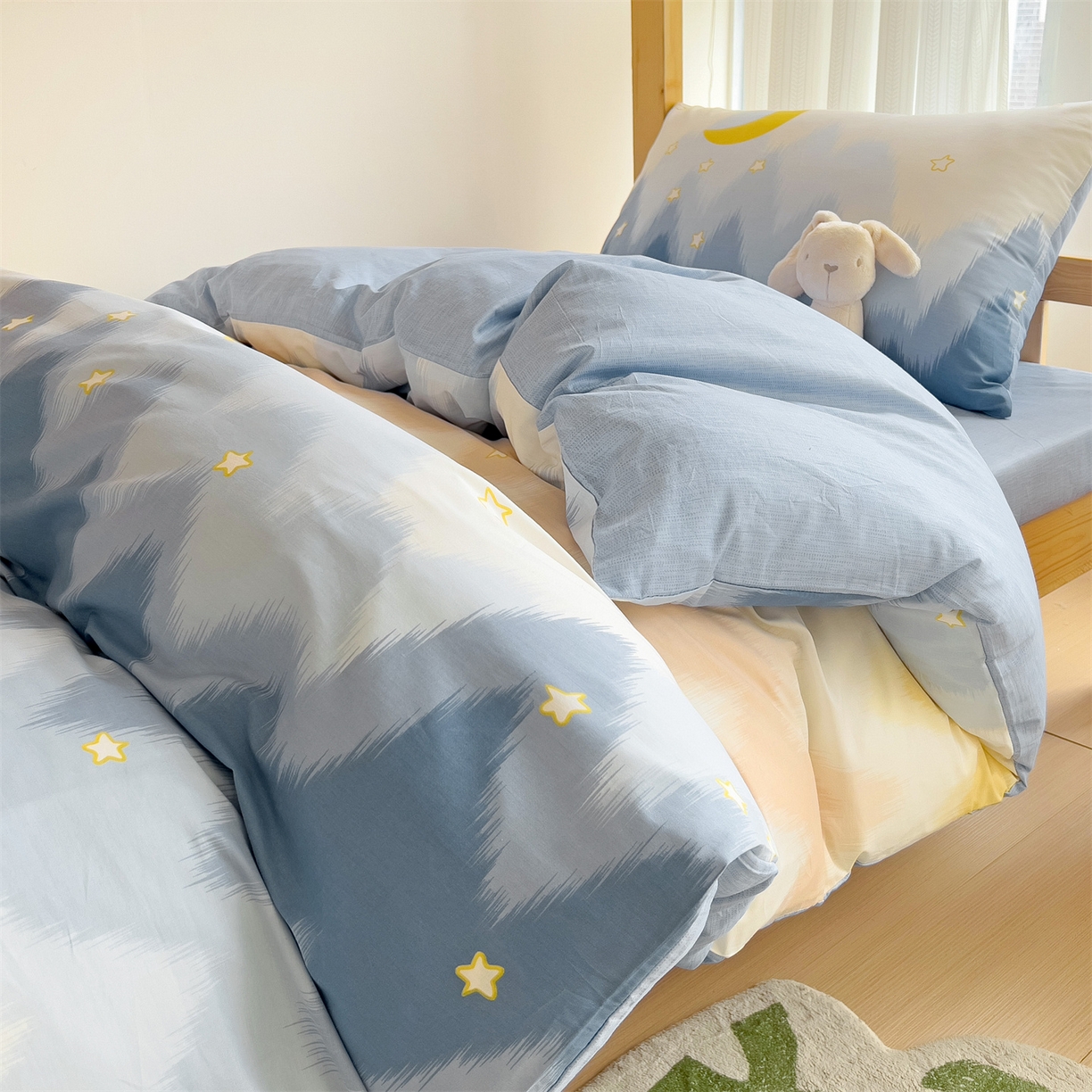 91家纺网 家纺一手货源 找家纺 名兮2025新款全棉纯棉13372学生床多件套 星辰入梦