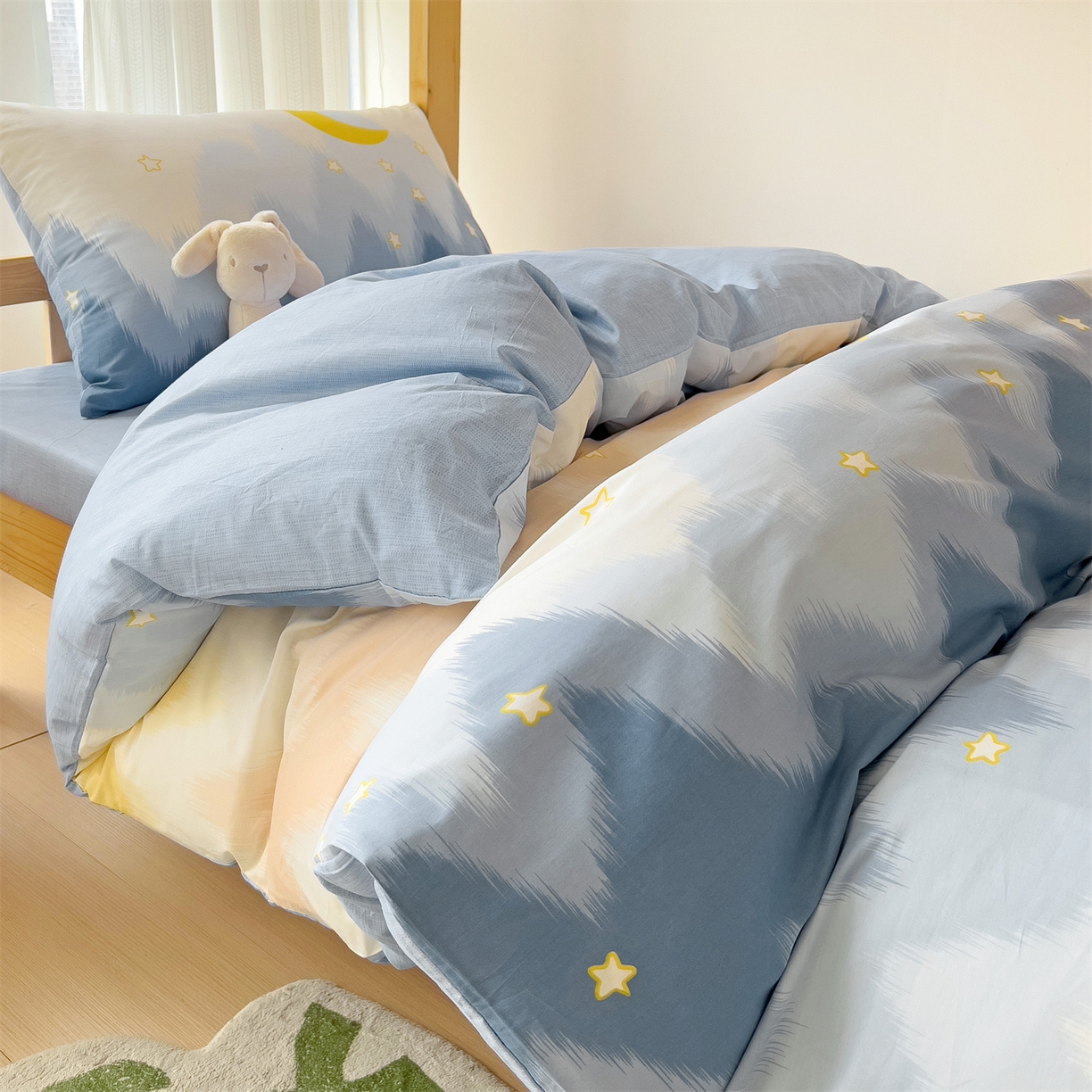 91家纺网 家纺一手货源 找家纺 名兮2025新款全棉纯棉13372学生床多件套 星辰入梦