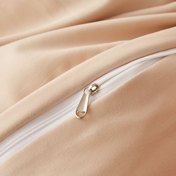 91家纺网 家纺一手货源 找家纺 鑫缘家纺 2025新款水洗磨毛纯色绣花四件套（110克） 香槟金