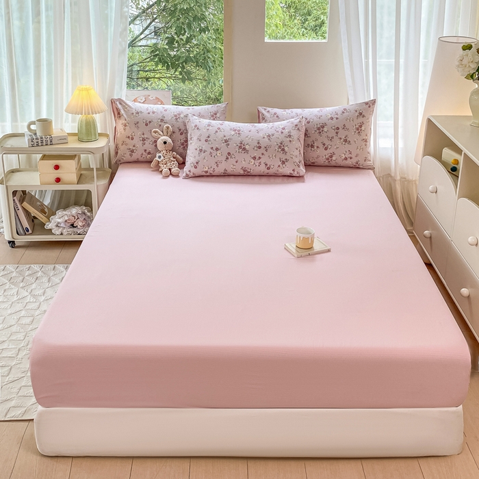 91家纺网 家纺一手货源 找家纺 雅阁尔家纺 2025新款直播小红书ins风针织提花双层纱四件套小碎花被套床笠三件套-叠拍 玫瑰物语