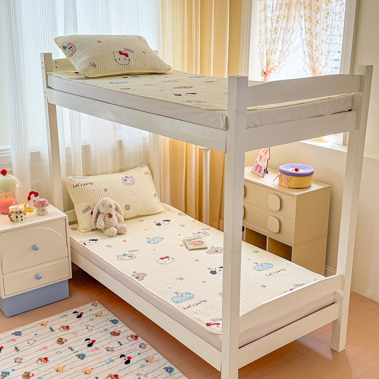 91家纺网 家纺一手货源 找家纺 沐辰 2025春夏新款A类全棉纯棉学生床床盖三件套 生日派对