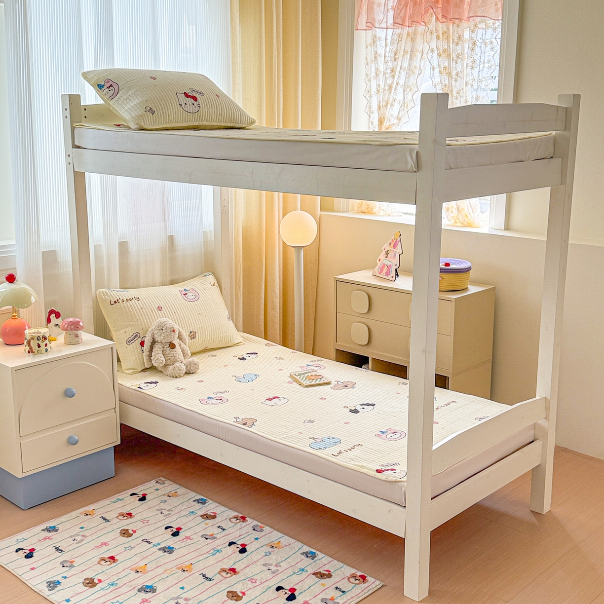 91家纺网 家纺一手货源 找家纺 沐辰 2025春夏新款A类全棉纯棉学生床床盖三件套 生日派对