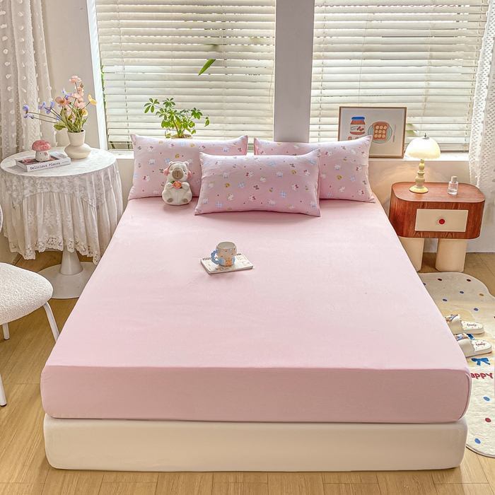 91家纺网 家纺一手货源 找家纺 雅阁尔家纺 2025新款直播小红书ins风针织提花双层纱四件套小碎花被套床笠三件套-叠拍 咪咪宝贝