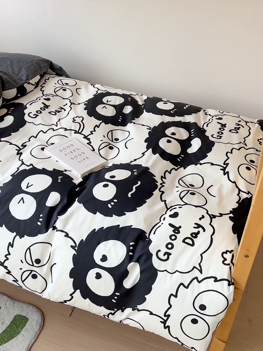 91家纺网 家纺一手货源 找家纺 名兮2025新款全棉纯棉13372学生床多件套 黑煤球