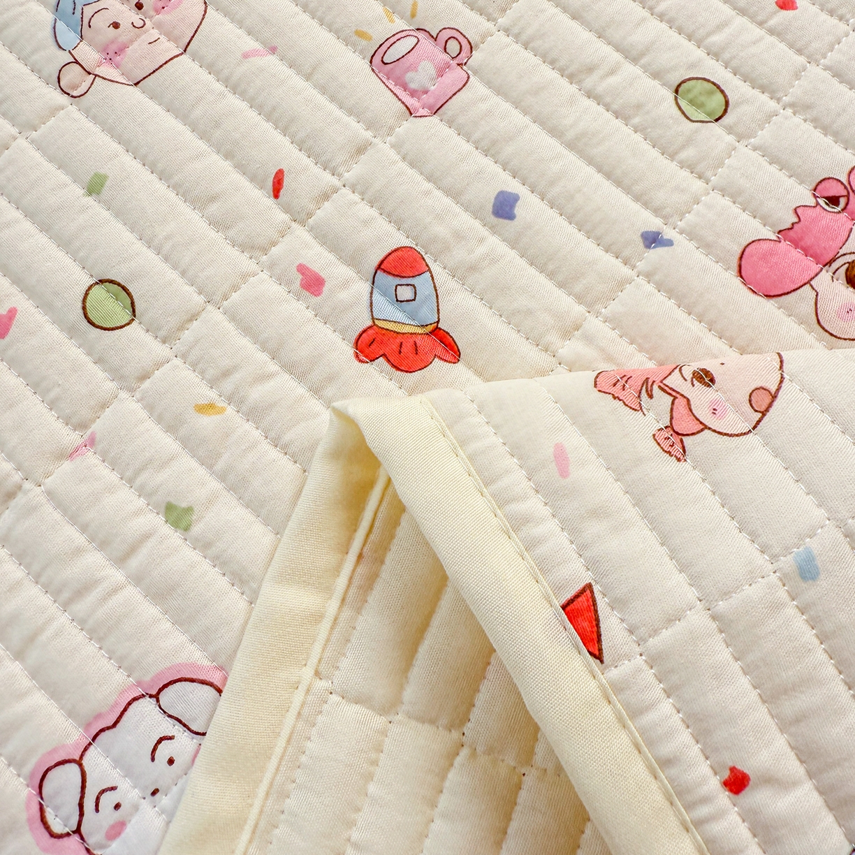 91家纺网 家纺一手货源 找家纺 沐辰 2025春夏新款A类全棉纯棉学生床床盖三件套 幼稚园