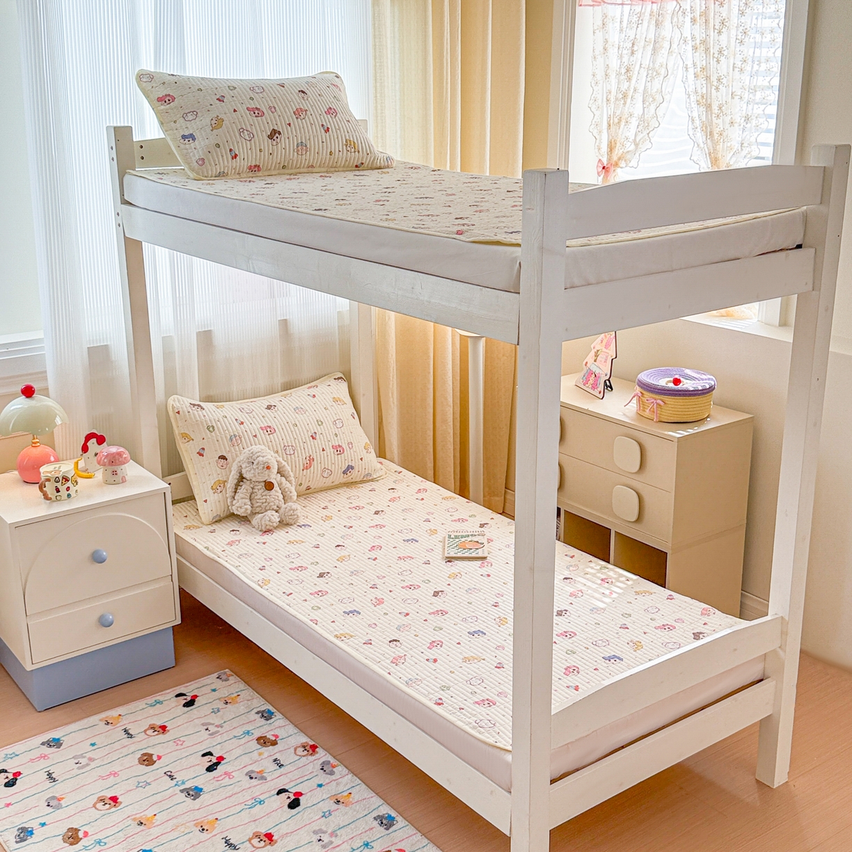 91家纺网 家纺一手货源 找家纺 沐辰 2025春夏新款A类全棉纯棉学生床床盖三件套 幼稚园