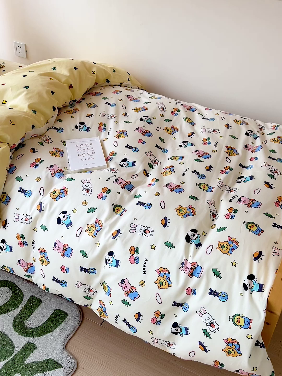 91家纺网 家纺一手货源 找家纺 名兮2025新款全棉纯棉13372学生床多件套 动物世界