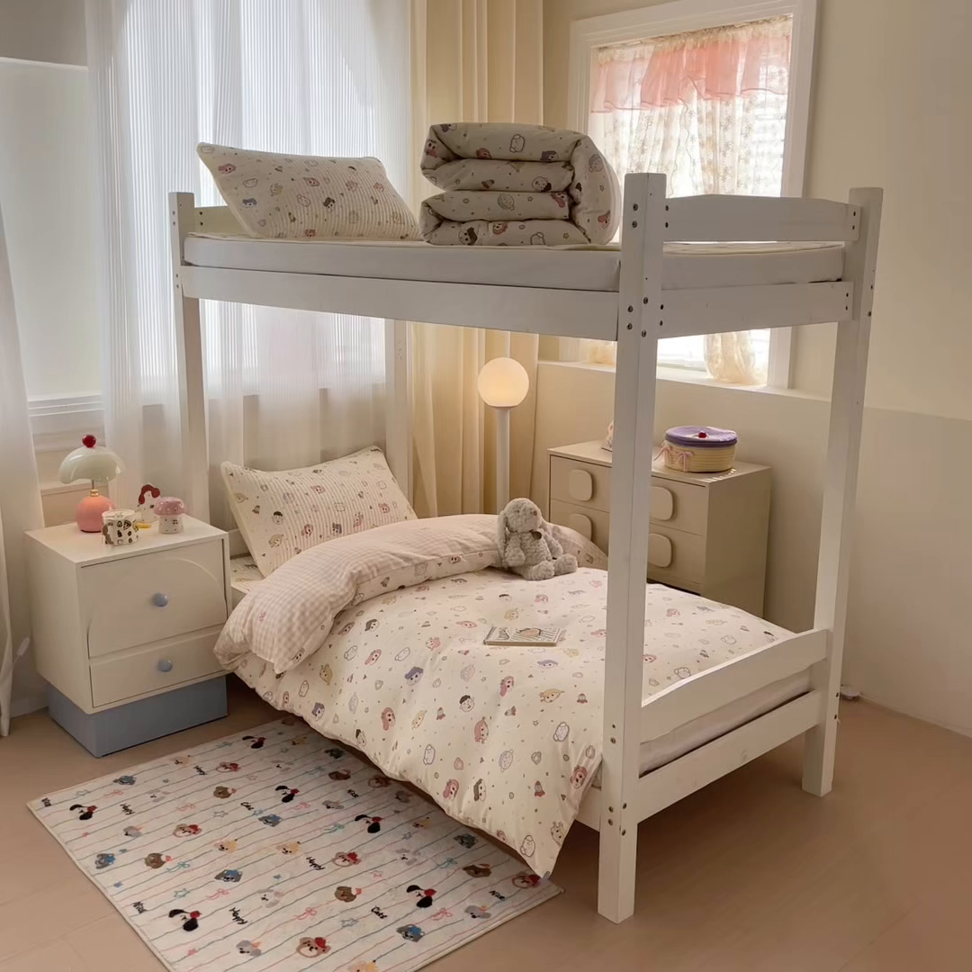 91家纺网 家纺一手货源 找家纺 沐辰 2025春夏新款A类全棉纯棉学生床床盖三件套 幼稚园