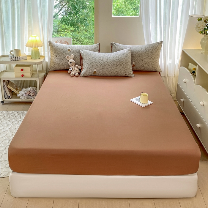 91家纺网 家纺一手货源 找家纺 雅阁尔家纺 2025新款直播小红书ins风针织提花双层纱四件套小碎花被套床笠三件套-叠拍 元素小熊