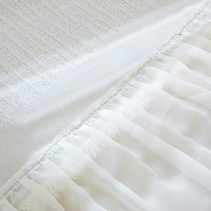 91家纺网 家纺一手货源 找家纺 沐沐家纺 2026春夏新款宛柔裙边沙发巾 宛柔裙边-灰色