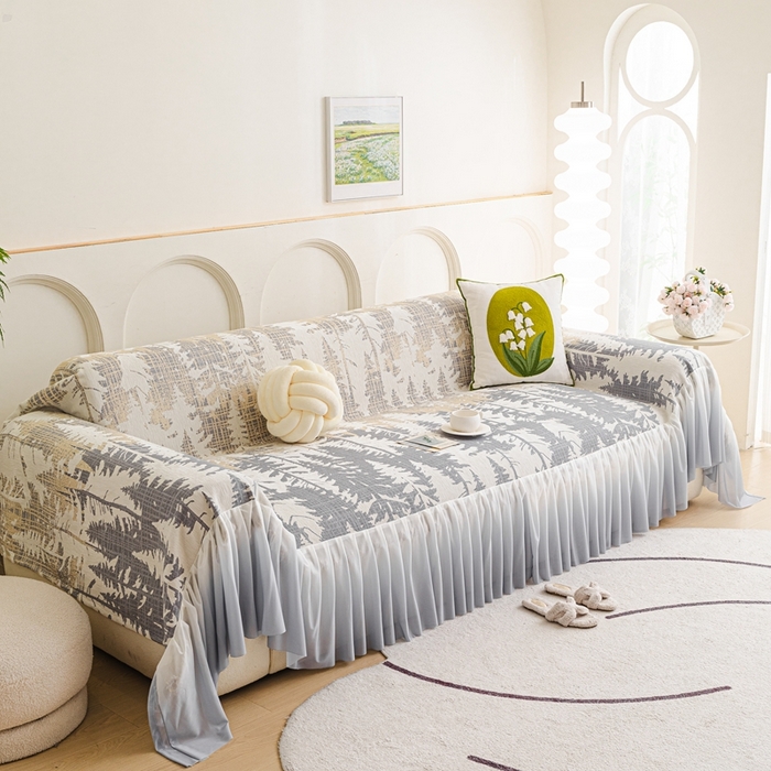 91家纺网 家纺一手货源 找家纺 沐沐家纺 2026春夏新款枝荫沙发巾 枝荫-暮云灰