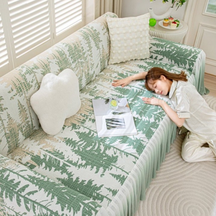 91家纺网 家纺一手货源 找家纺 （总）沐沐家纺 2026春夏新款枝荫沙发巾