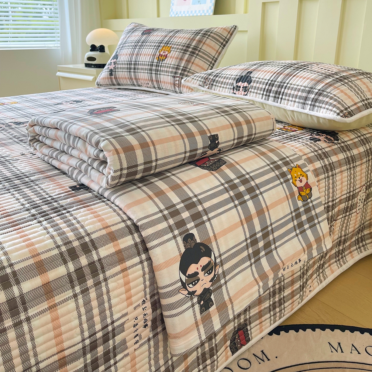 91家纺网 家纺一手货源 找家纺 金鑫汇家纺2025新款A类全棉印花床盖四件套 无畏申公豹·咖