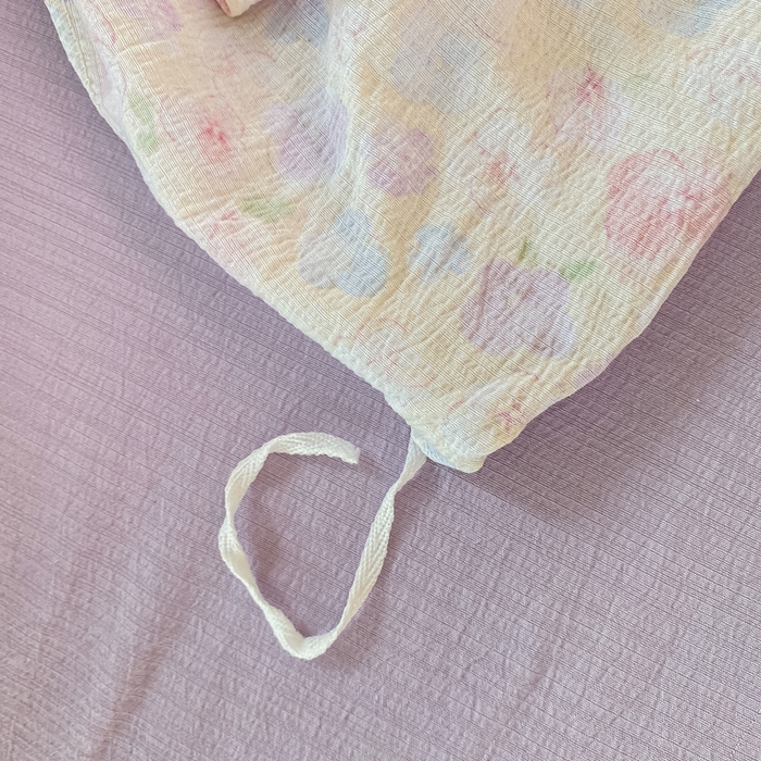 91家纺网 家纺一手货源 找家纺 雅阁尔家纺 2025新款直播小红书ins风针织提花双层纱四件套小碎花被套床笠三件套-平铺 逃之夭夭