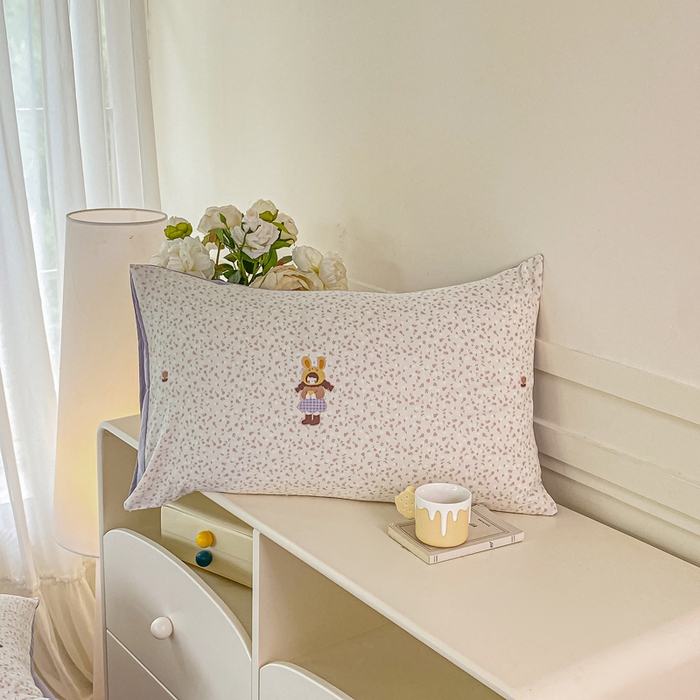 91家纺网 家纺一手货源 找家纺 雅阁尔家纺 2025新款直播小红书ins风针织提花双层纱四件套小碎花被套床笠三件套-平铺 小萝莉