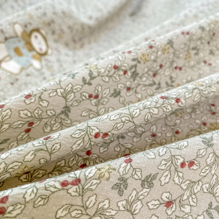 91家纺网 家纺一手货源 找家纺 雅阁尔家纺 2025新款直播小红书ins风针织提花双层纱四件套小碎花被套床笠三件套-平铺 元素小熊