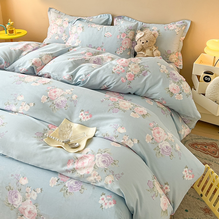 91家纺网 家纺一手货源 找家纺 名优家纺 2025新款全棉纯棉13070韩版小清新系列被套单件--单被套 梦柔 兰