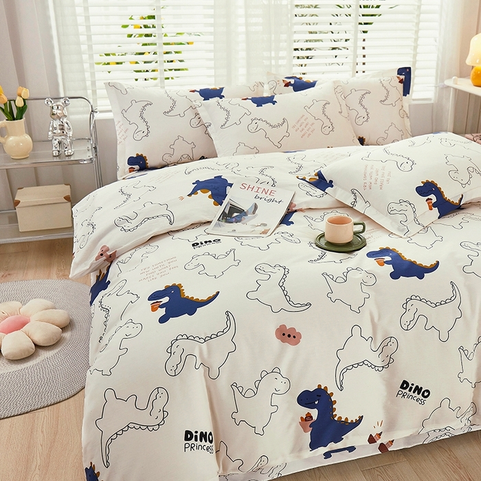 91家纺网 家纺一手货源 找家纺 名优家纺 2025新款全棉纯棉13070韩版小清新系列被套单件--单被套 面包龙