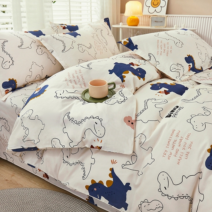 91家纺网 家纺一手货源 找家纺 名优家纺 2025新款全棉纯棉13070韩版小清新系列被套单件--单被套 面包龙