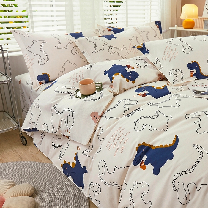 91家纺网 家纺一手货源 找家纺 名优家纺 2025新款全棉纯棉13070韩版小清新系列被套单件--单被套 面包龙