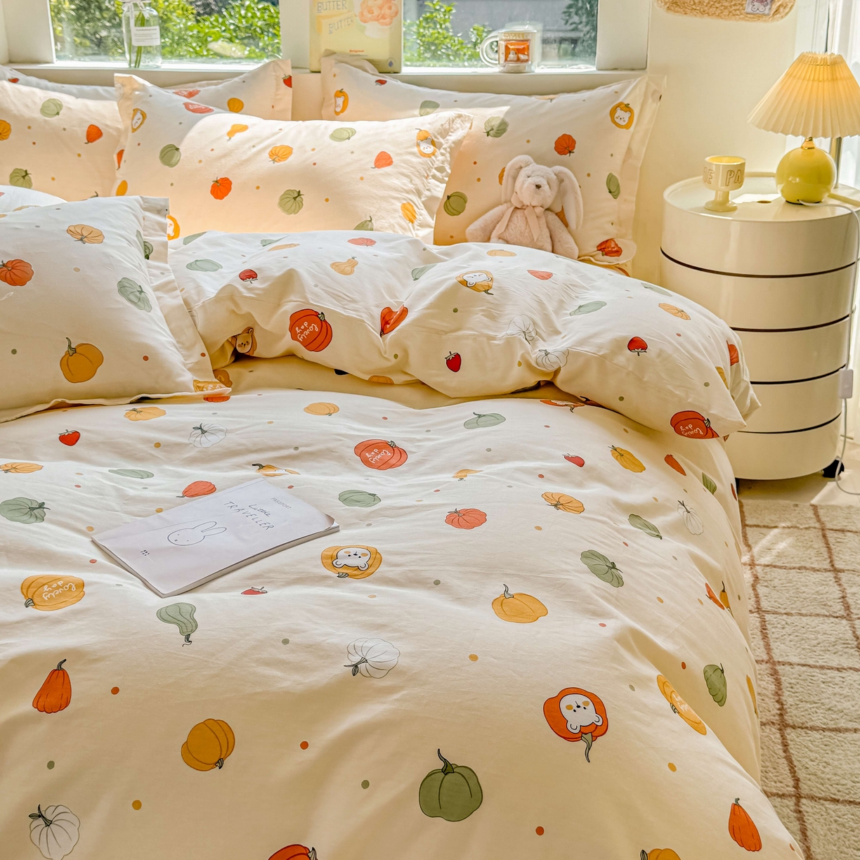 91家纺网 家纺一手货源 找家纺 名优家纺 2025新款全棉纯棉13070韩版小清新系列被套单件--单被套 南瓜节-黄