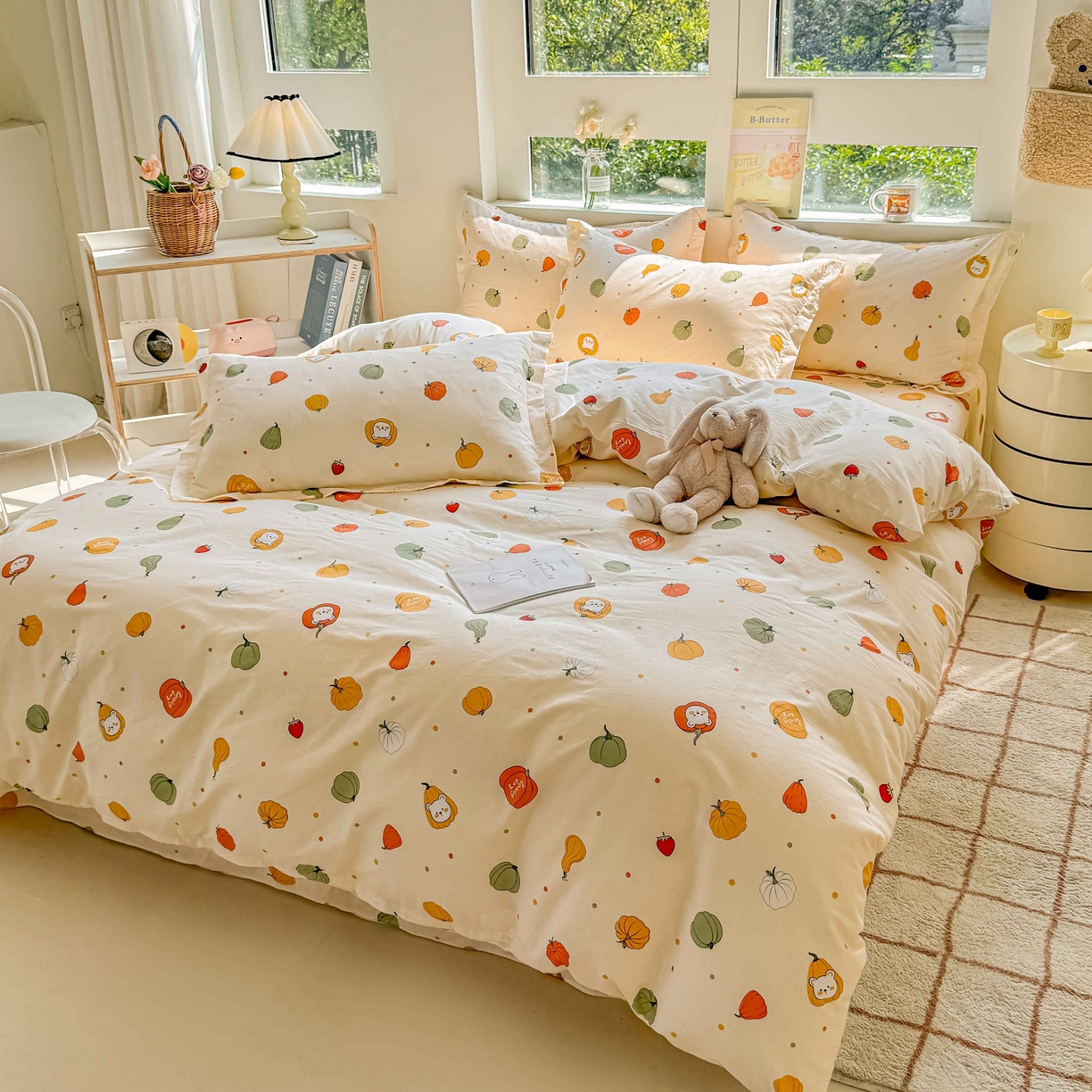 91家纺网 家纺一手货源 找家纺 名优家纺 2025新款全棉纯棉13070韩版小清新系列被套单件--单被套 南瓜节-黄