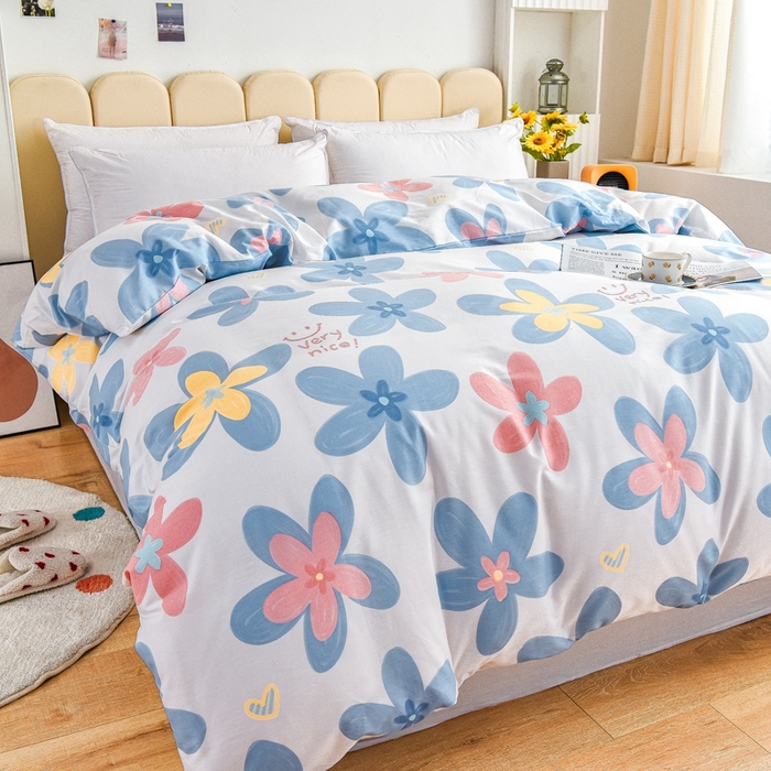 91家纺网 家纺一手货源 找家纺 名优家纺 2025新款全棉纯棉13070韩版小清新系列被套单件--单被套 浅浅花漾