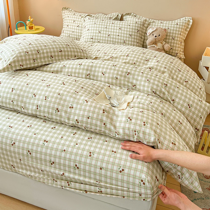 91家纺网 家纺一手货源 找家纺 名优家纺 2025新款全棉纯棉13070韩版小清新系列被套单件--单被套 酸甜樱桃