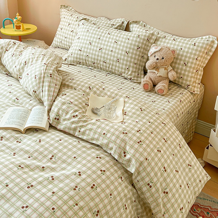 91家纺网 家纺一手货源 找家纺 名优家纺 2025新款全棉纯棉13070韩版小清新系列被套单件--单被套 酸甜樱桃