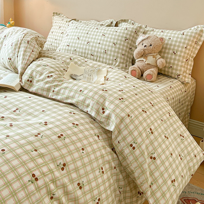 91家纺网 家纺一手货源 找家纺 名优家纺 2025新款全棉纯棉13070韩版小清新系列被套单件--单被套 酸甜樱桃