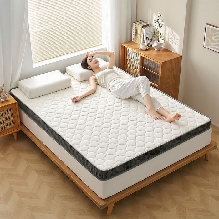 91家纺网 家纺一手货源 找家纺 锦丝钰床垫 2025春夏新款乳胶记忆棉床垫-大床 立体-月光白